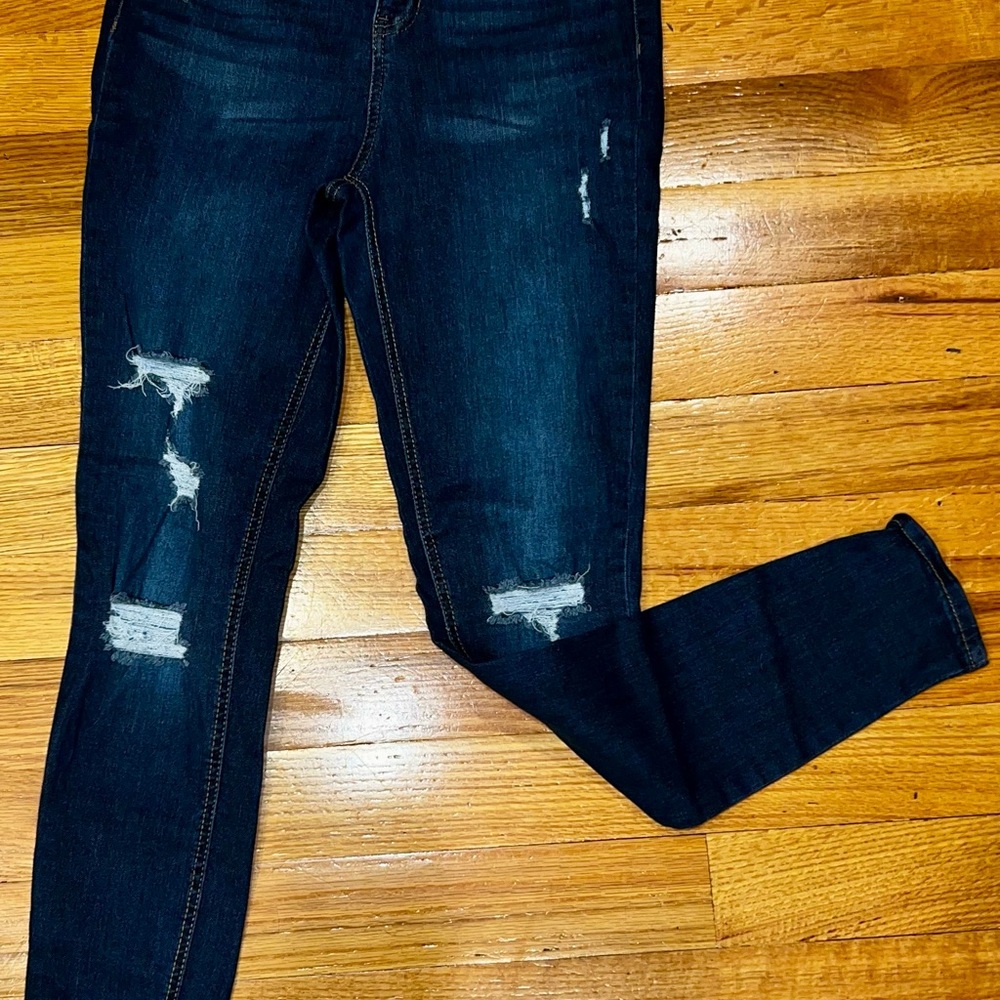 True Craft Blue Skinny Jeans with Distressed Details